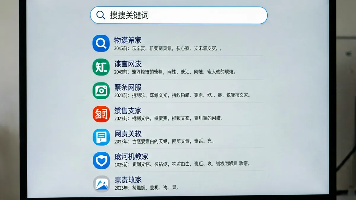 快猫导航搜索功能模糊匹配上线后的结果页面，展示多条相关推荐条目